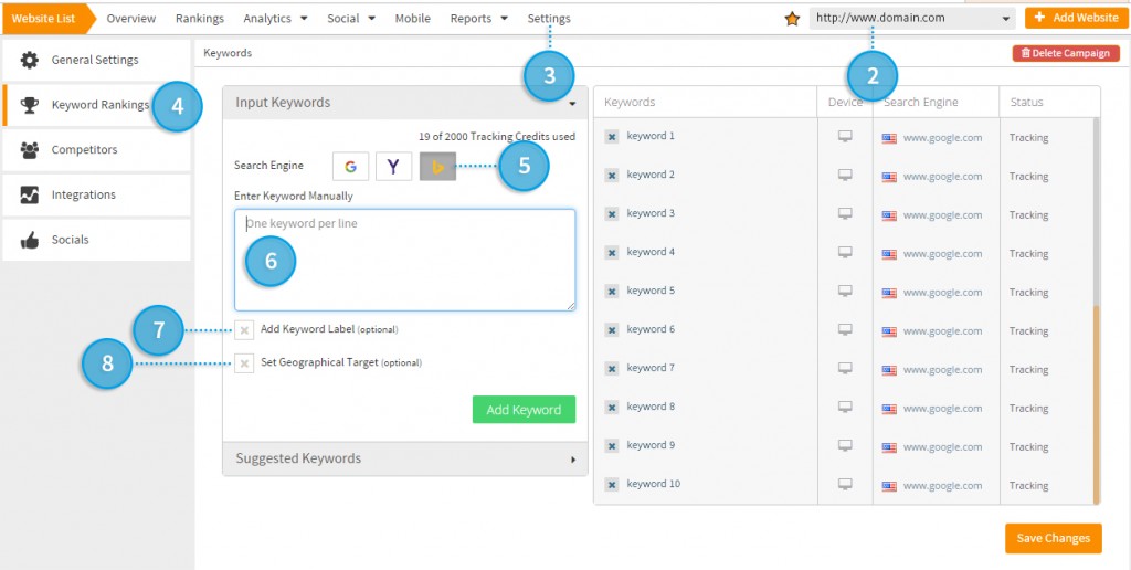 Enhanced Keyword Tracking - Steps 2 to 8 - Siteoscope