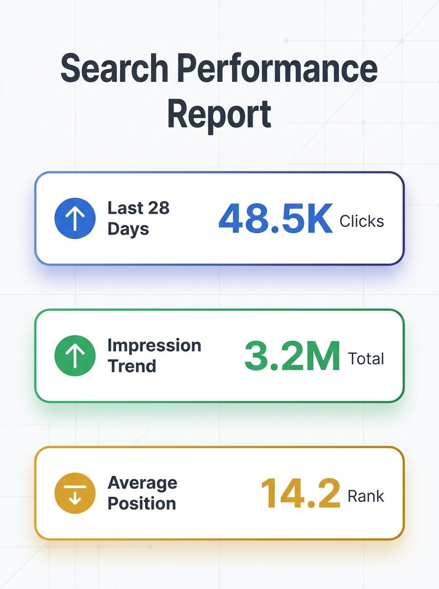 Google Search Console performance report interface showing traffic data with date ranges